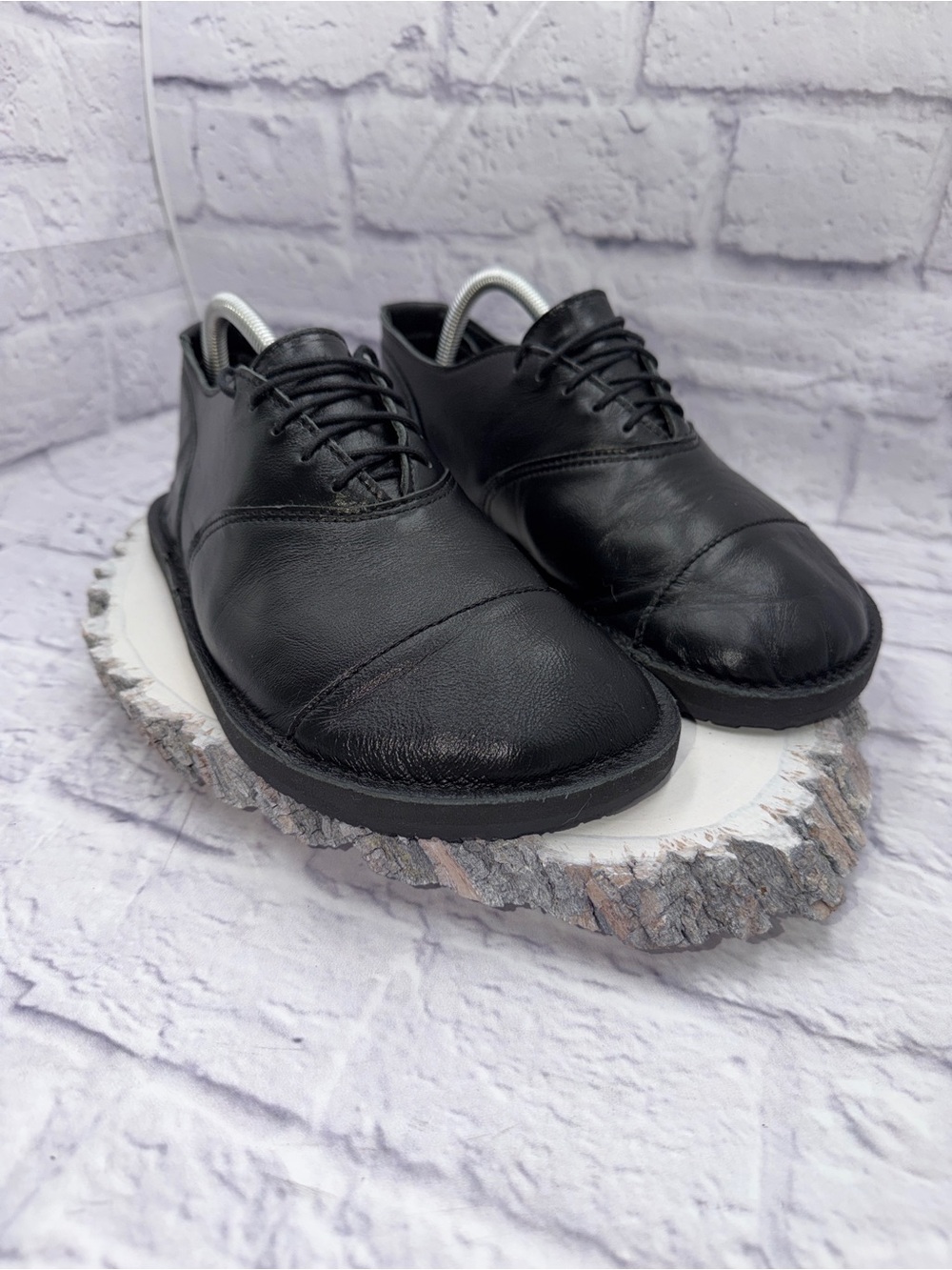 Softstar Mens Hamilton Oxford Barefoot Made in USA Shoes Black Leather Size 8 W